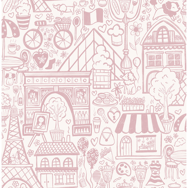 Picture of Oui Paris Pink Peel and Stick Wallpaper