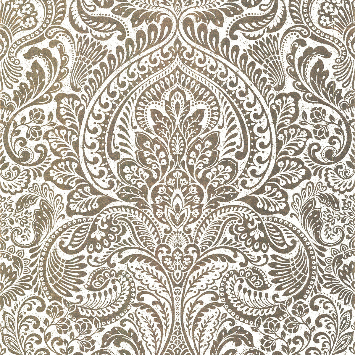 Artemis Gold Floral Damask Wallpaper - Brewster Wallcovering