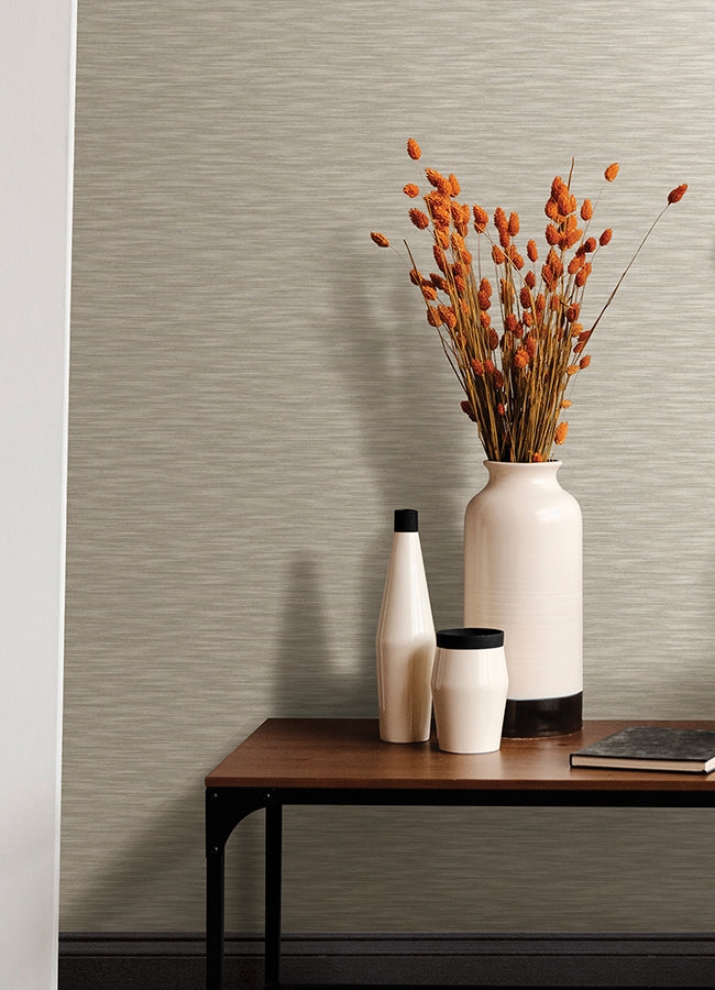 Benson Light Grey Faux Fabric Wallpaper - Brewster Wallcovering