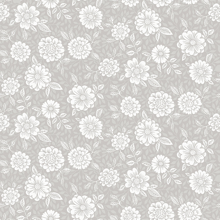 Picture of Lizette Grey Charming Floral Wallpaper