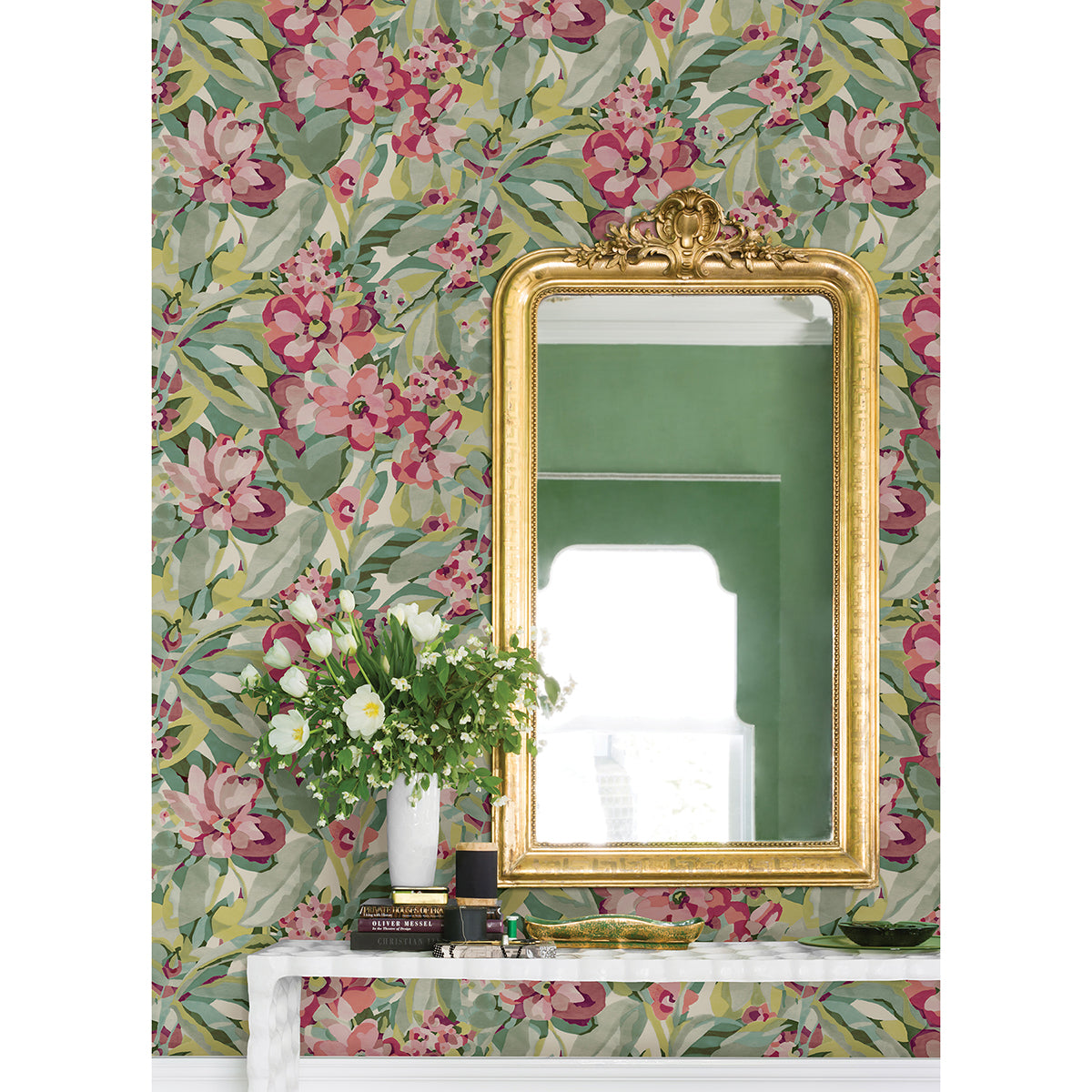 Wine Belles Fleurs Peel and Stick Wallpaper - Brewster Wallcovering