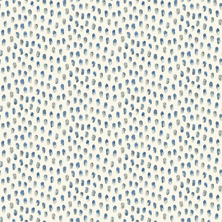 Picture of Sand Drips Blue Painted Dots Wallpaper