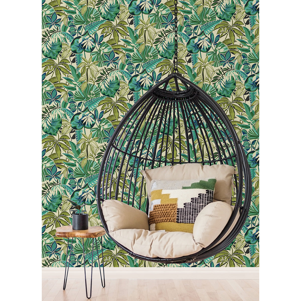 Turquoise Feuilles Peel and Stick Wallpaper - Brewster Wallcovering