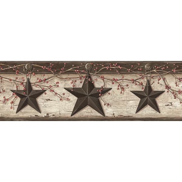 Ennis Grey Rustic Barn Star Border