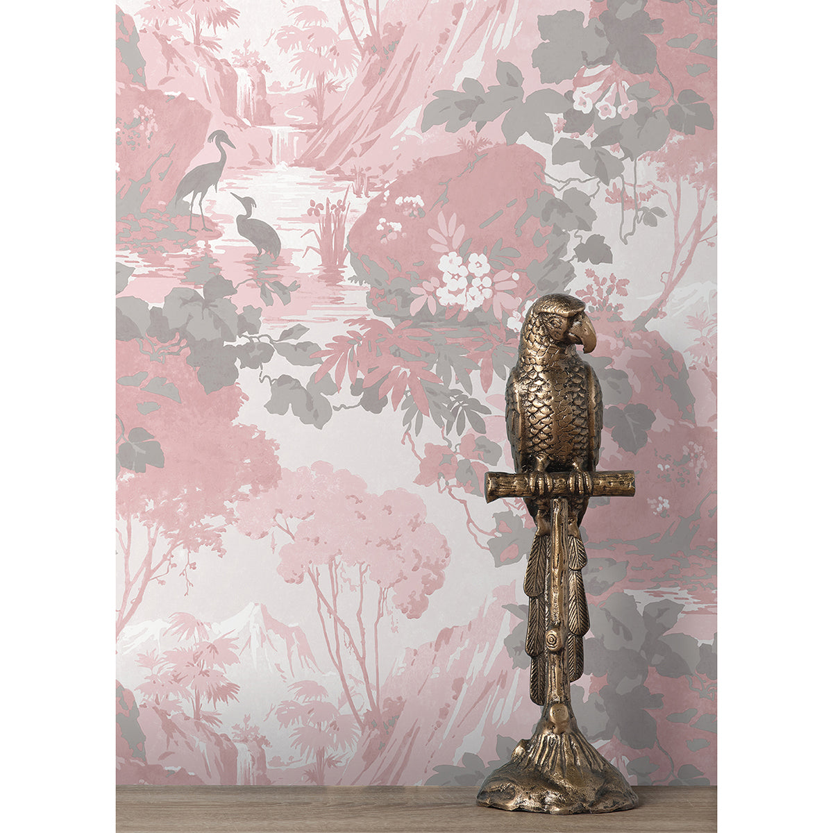 Eden Pink Crane Lagoon Wallpaper - Brewster Wallcovering