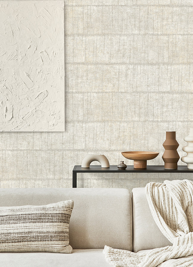 Blake Bone Texture Stripe Wallpaper - Brewster Wallcovering