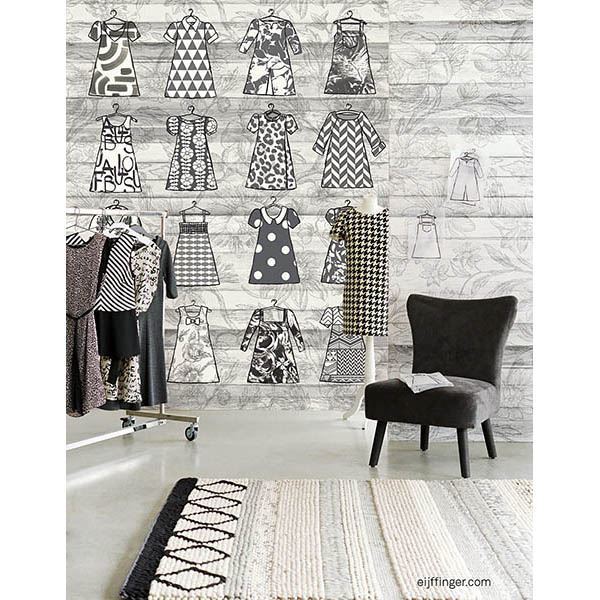 Fashion Grey Graphic Wall Mural - Brewster Wallcovering