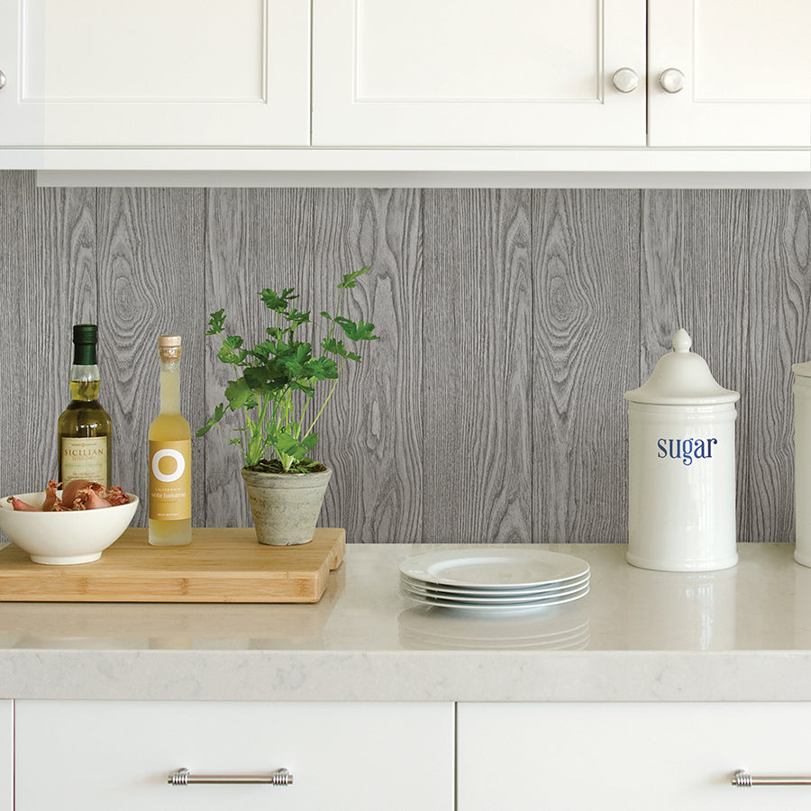 Timber Grey Peel and Stick Wallpaper - Brewster Wallcovering