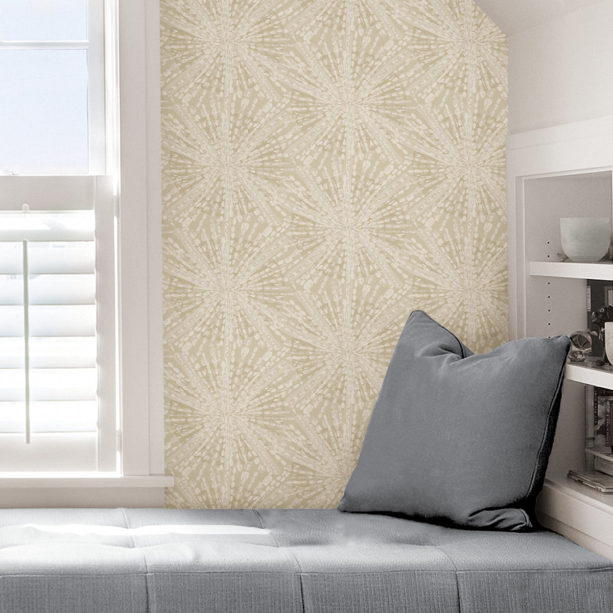 Soft Gold Sunburst Peel and Stick Wallpaper - Brewster Wallcovering