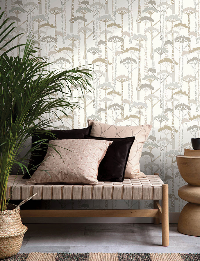 Unify Metallic Forest Wallpaper - Brewster Wallcovering