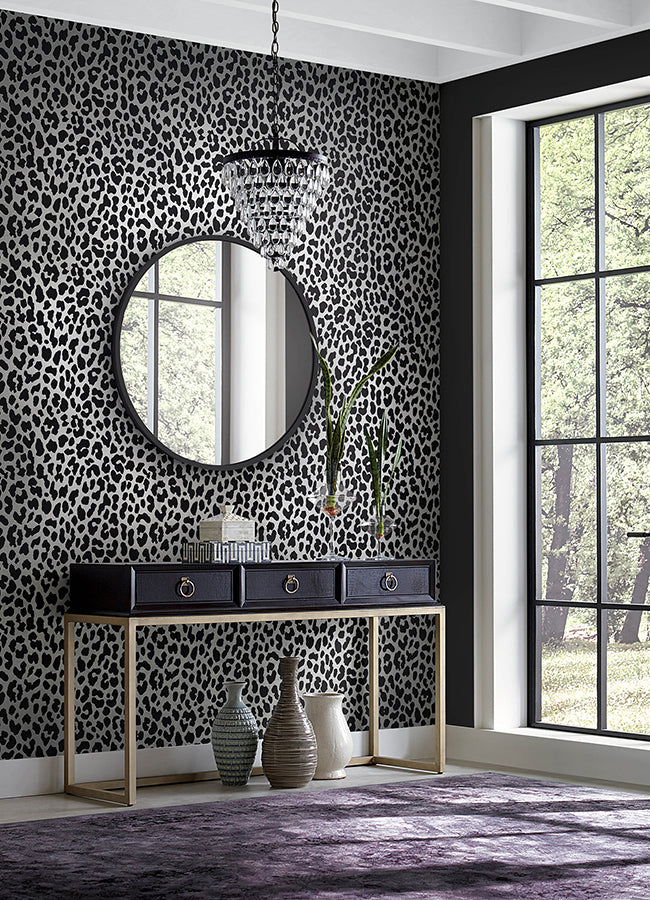 Black RuLeopard Peel and Stick Wallpaper - Brewster Wallcovering