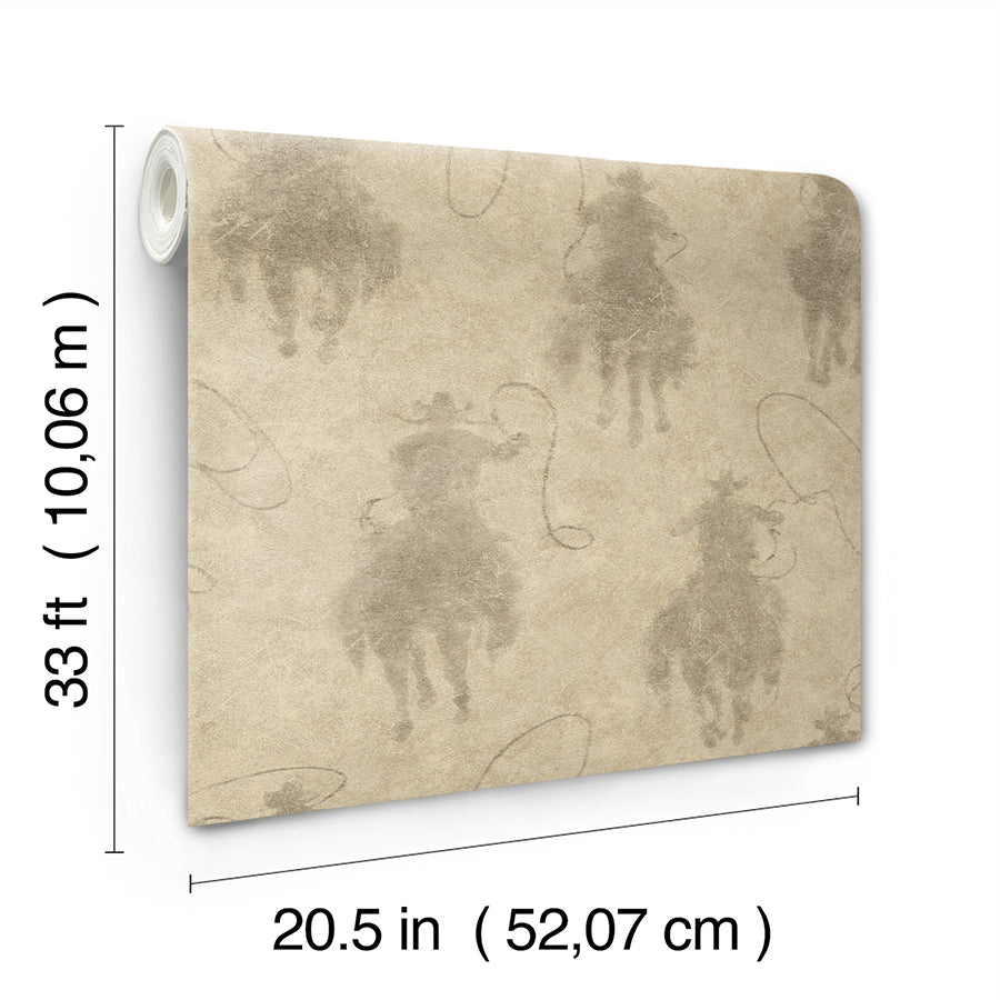 Stockman Silhouette Khaki Wallpaper - Brewster Wallcovering