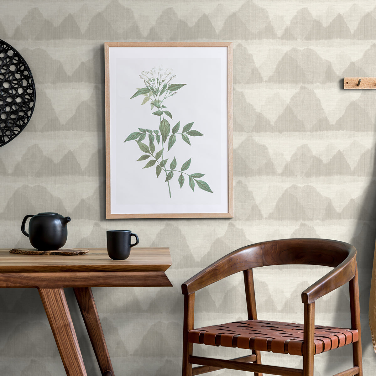 Taupe Mountain Peak String Peel and Stick Wallpaper - Brewster Wallcovering