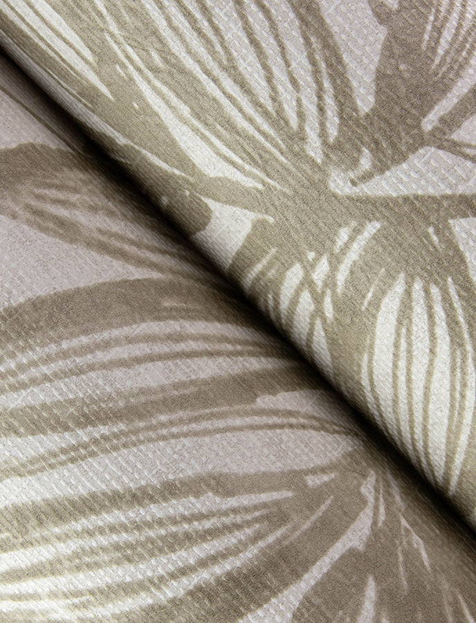 Rhythmic Taupe Leaf Wallpaper - Brewster Wallcovering