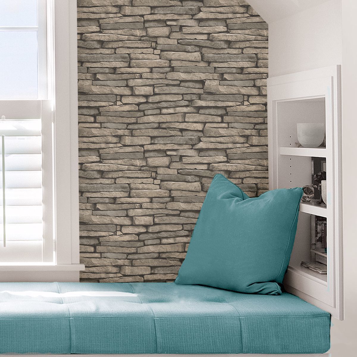 Hickory Creek Stone Peel & Stick Wallpaper - Brewster Wallcovering