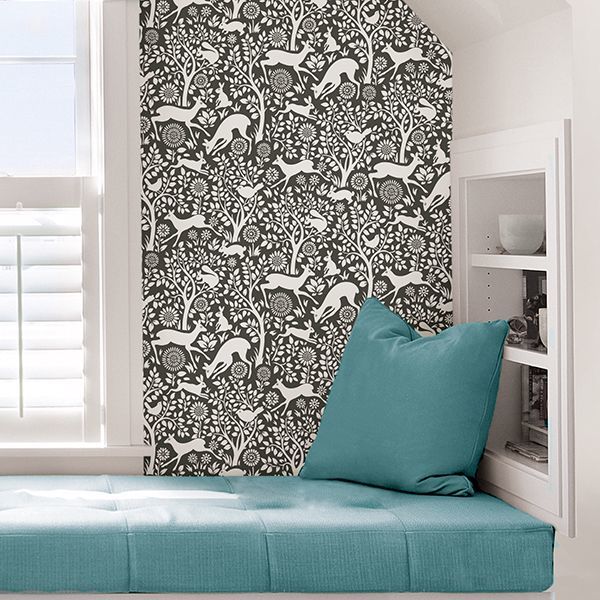 Charcoal Merriment Peel and Stick Wallpaper - Brewster Wallcovering