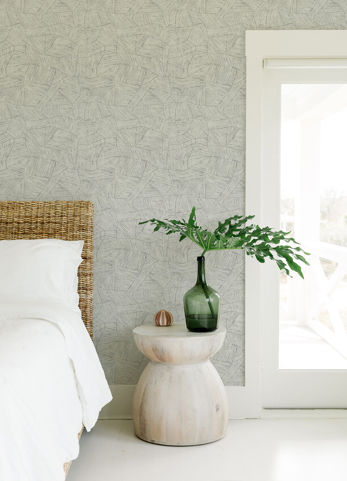 Aldabra Grey Textured Geometric Wallpaper - Brewster Wallcovering