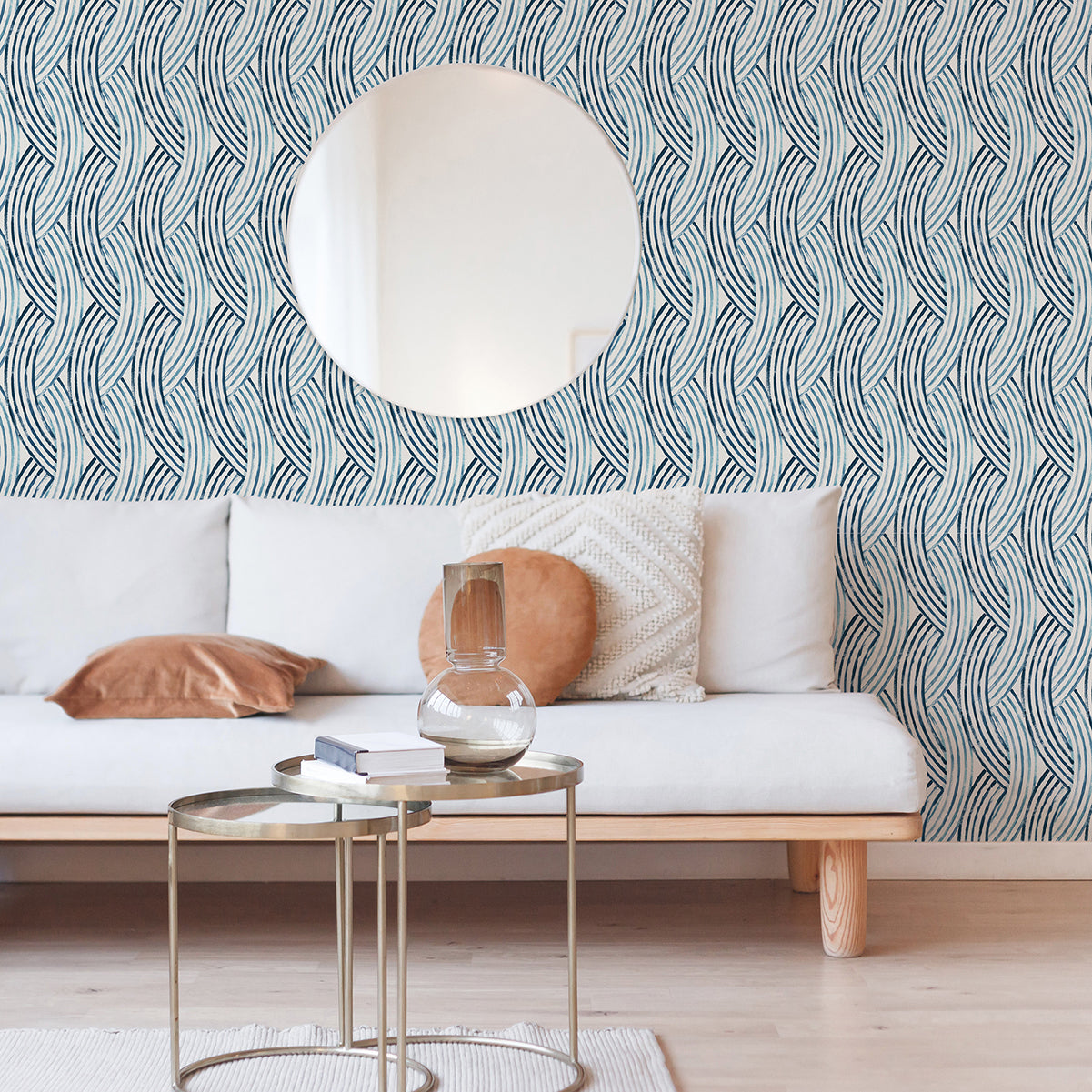 Zamora Blue Brushstrokes Wallpaper - Brewster Wallcovering