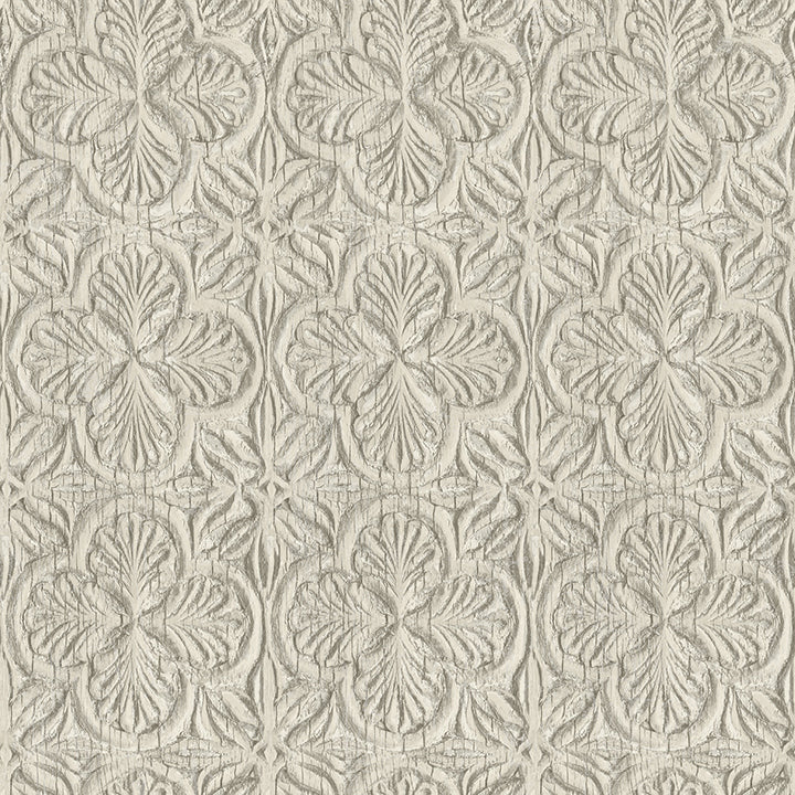 Picture of Karachi Taupe Wooden Damask Wallpaper