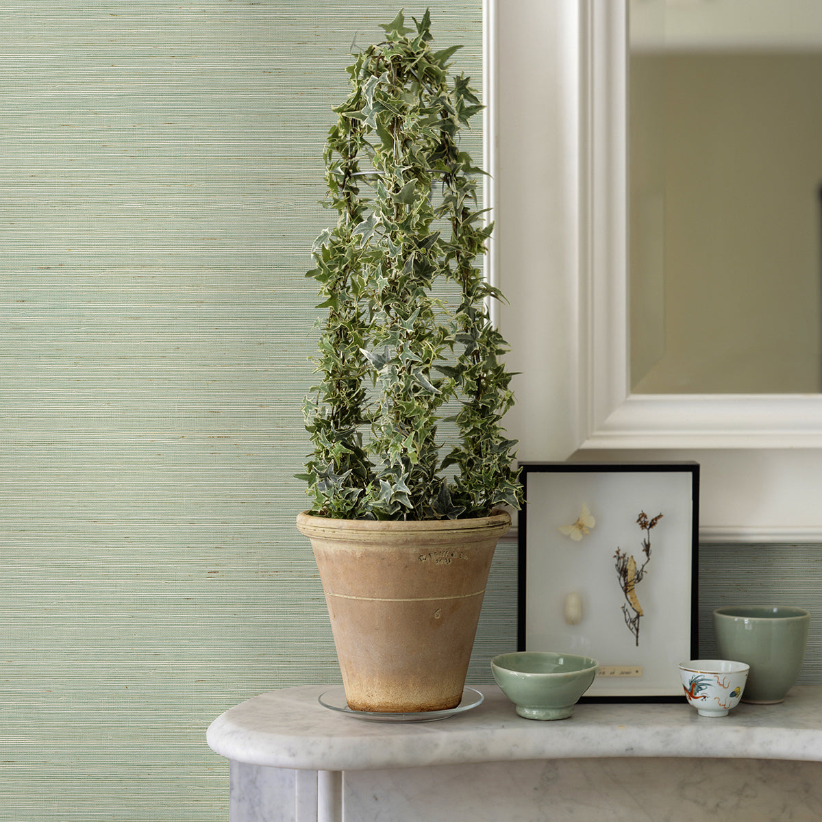 Sakiya Seafoam Sisal Grasscloth Wallpaper - Brewster Wallcovering