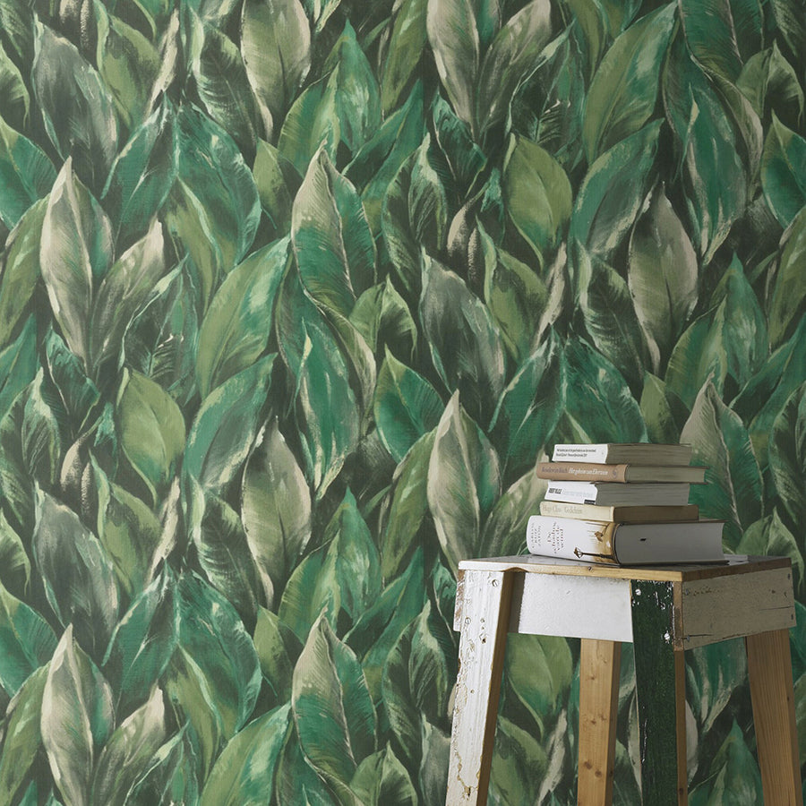 Maclayi Green Banana Leaf Wallpaper - Brewster Wallcovering