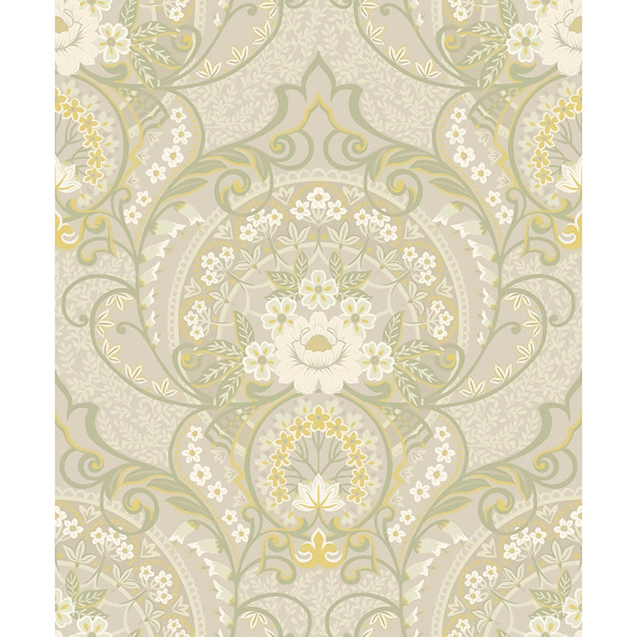 Picture of Nasrin Light Grey Damask Wallpaper