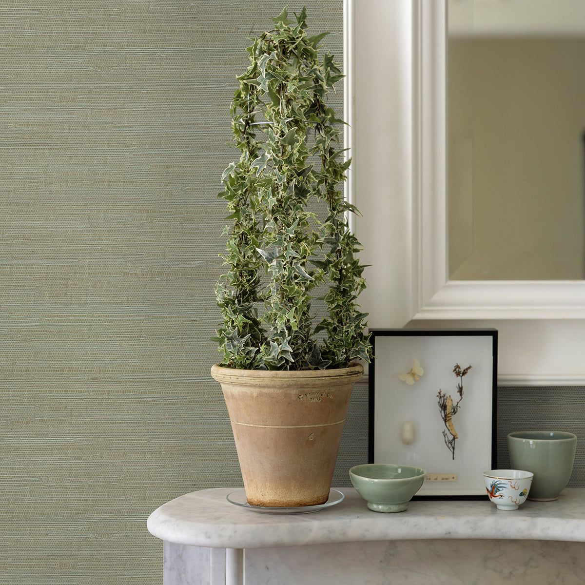 Battan Mint Jute Grasscloth Wallpaper - Brewster Wallcovering