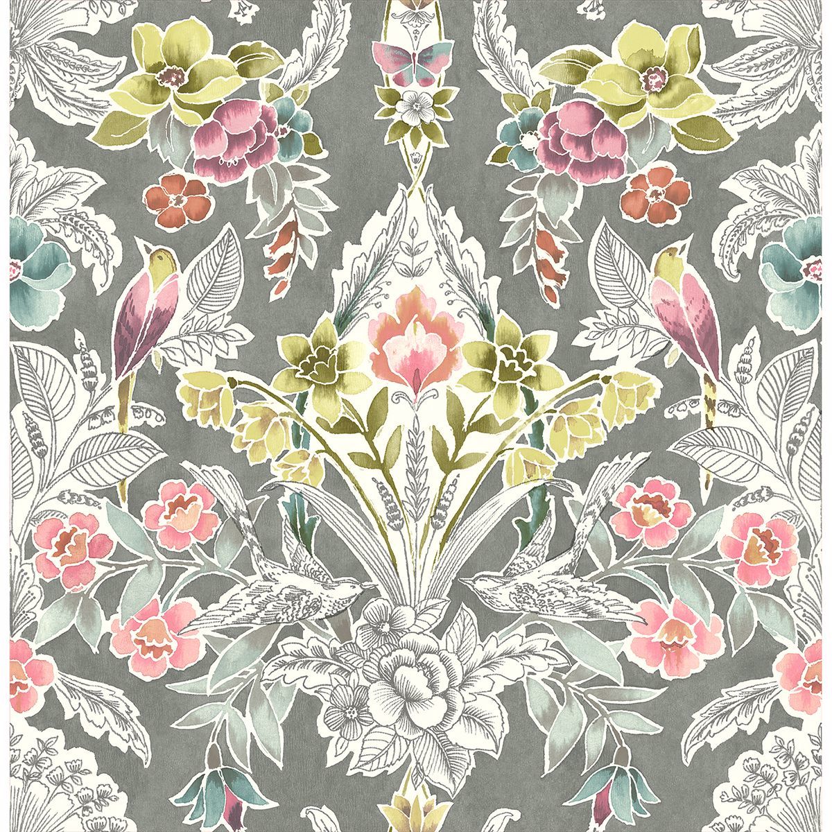 Picture of Vera Multicolor Floral Damask Wallpaper