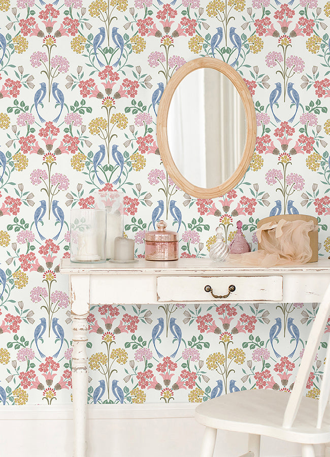 Pink Meadow Song Peel and Stick Wallpaper - Brewster Wallcovering