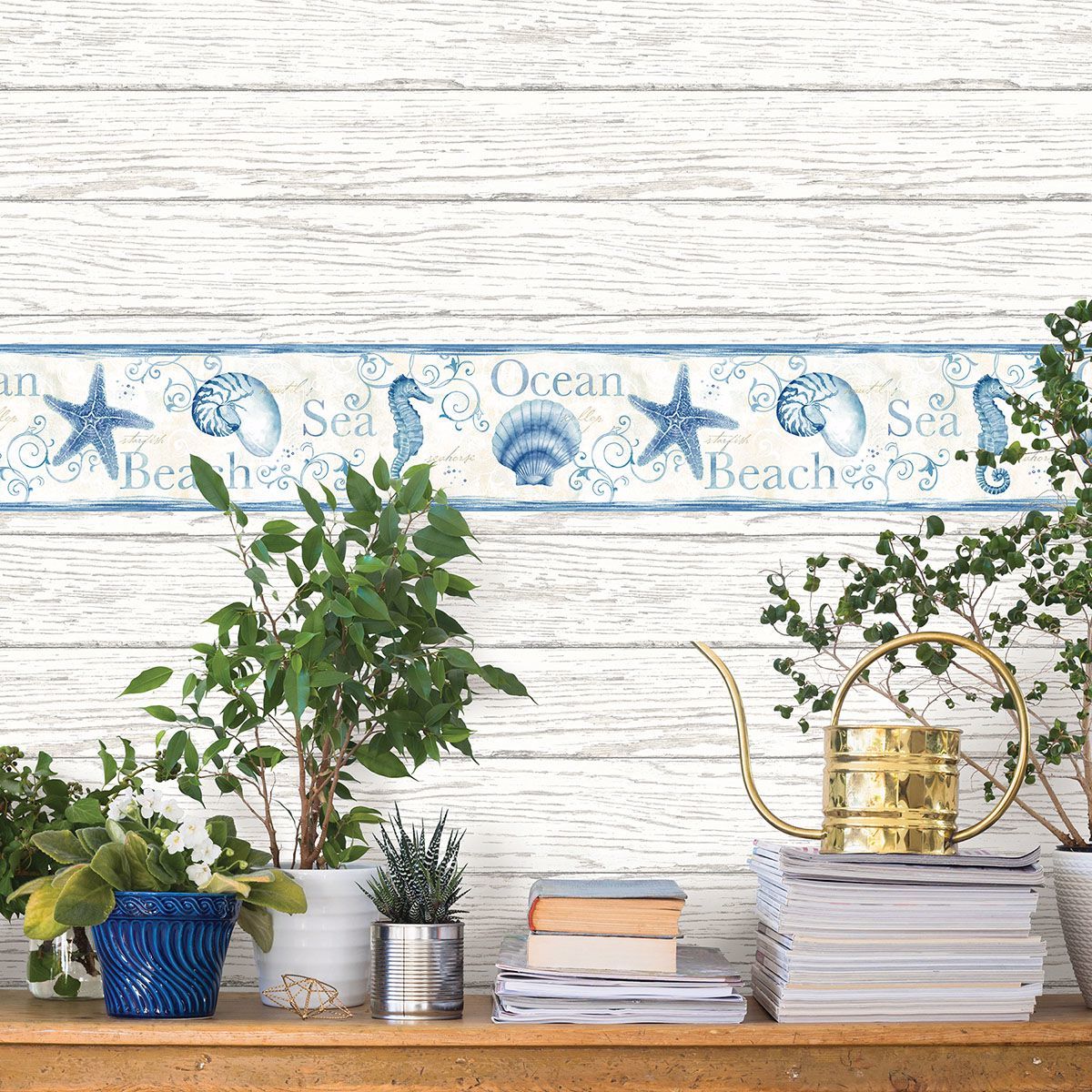 Island Bay Blue Starfish Border - Brewster Wallcovering