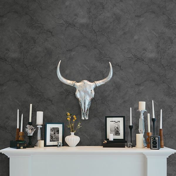 Innuendo Black Marble Wallpaper - Brewster Wallcovering