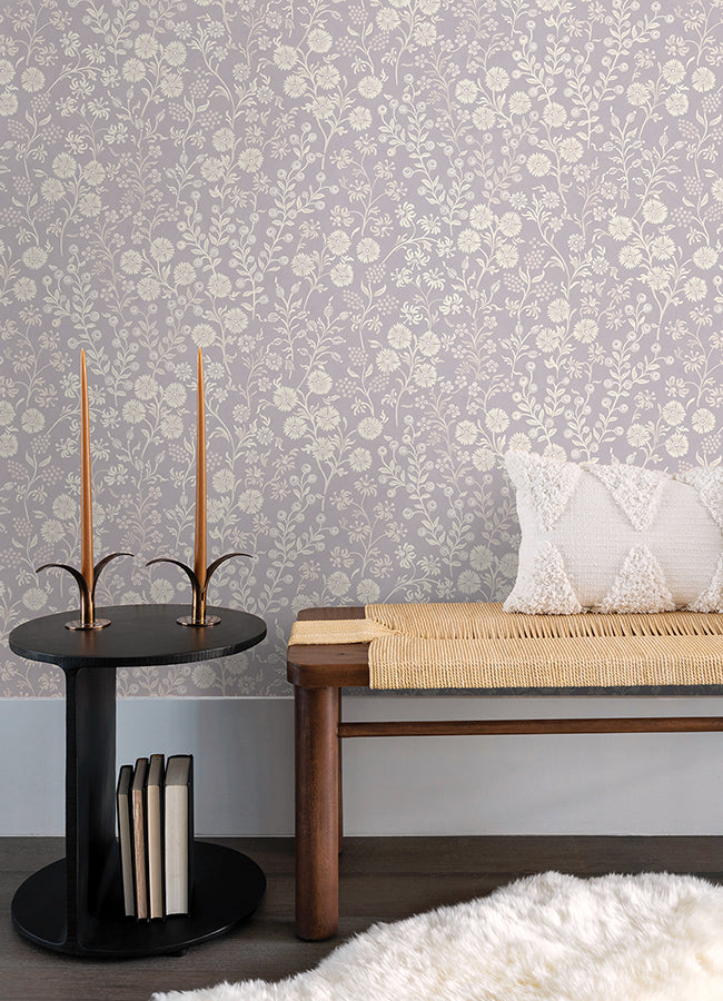 Liana Periwinkle Trail Wallpaper - York Wallcovering