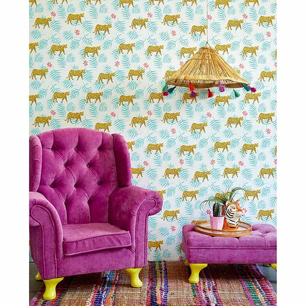 Exempel Multicolor Cheetah Wallpaper - Brewster Wallcovering