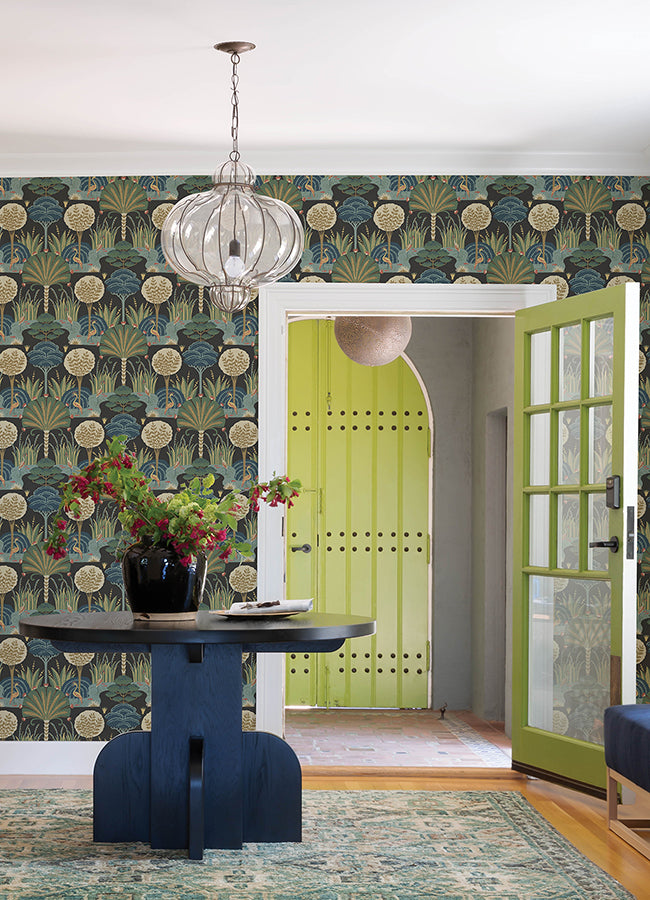 Mandeville Multicolor Tropical Paradise Wallpaper by Scott Living - Brewster Wallcovering