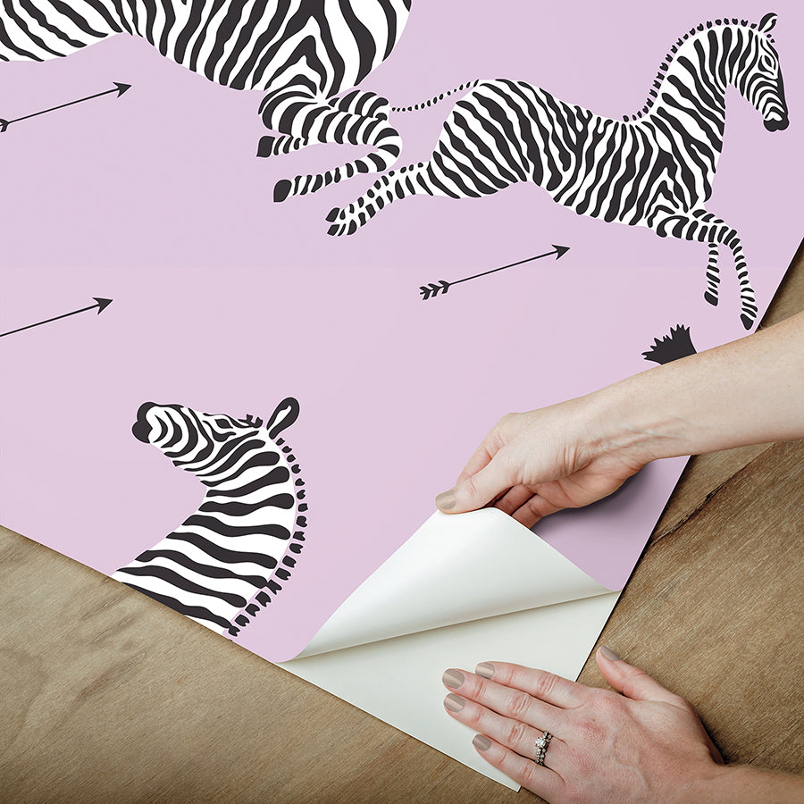 Lilac Zebra Safari Peel and Stick Wallpaper - Brewster Wallcovering