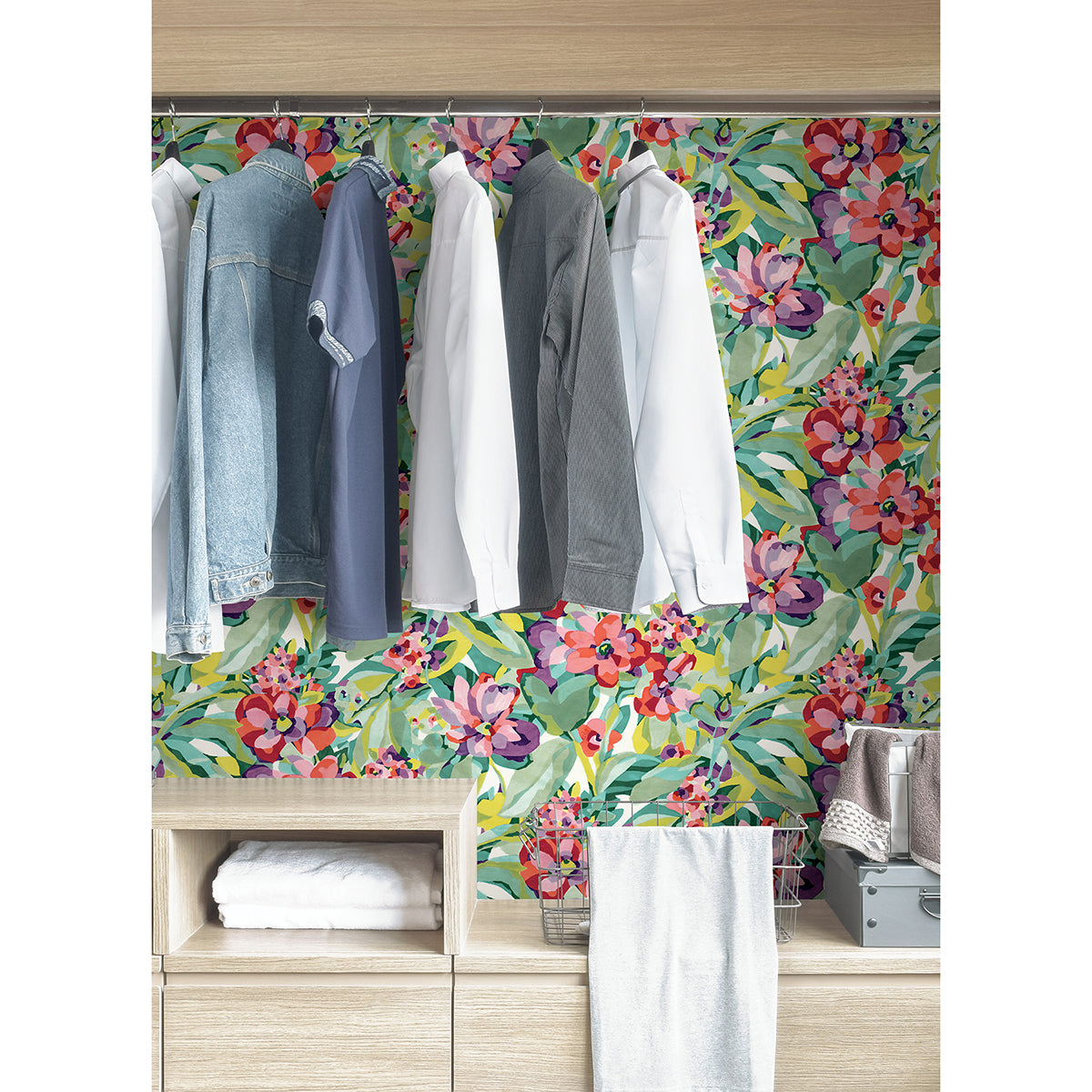 Multi Belles Fleurs Peel and Stick Wallpaper - Brewster Wallcovering