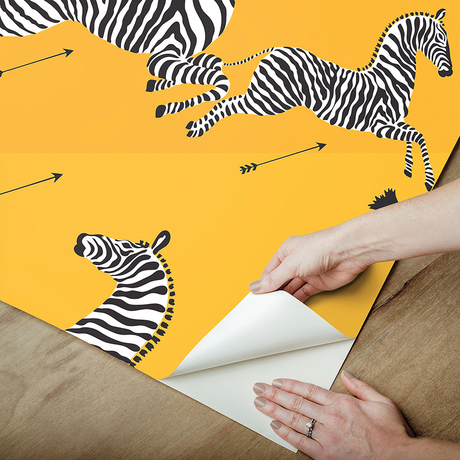 Sunbeam Zebra Safari Peel and Stick Wallpaper - Brewster Wallcovering