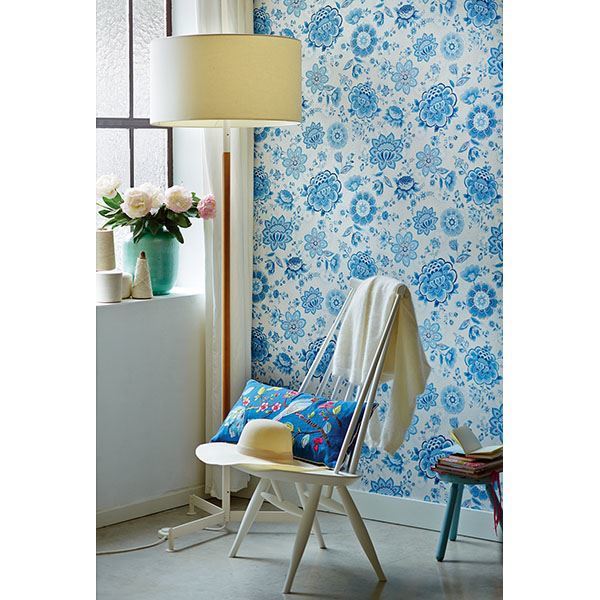 Kali Light Blue Folklore Chintz - Brewster Wallcovering