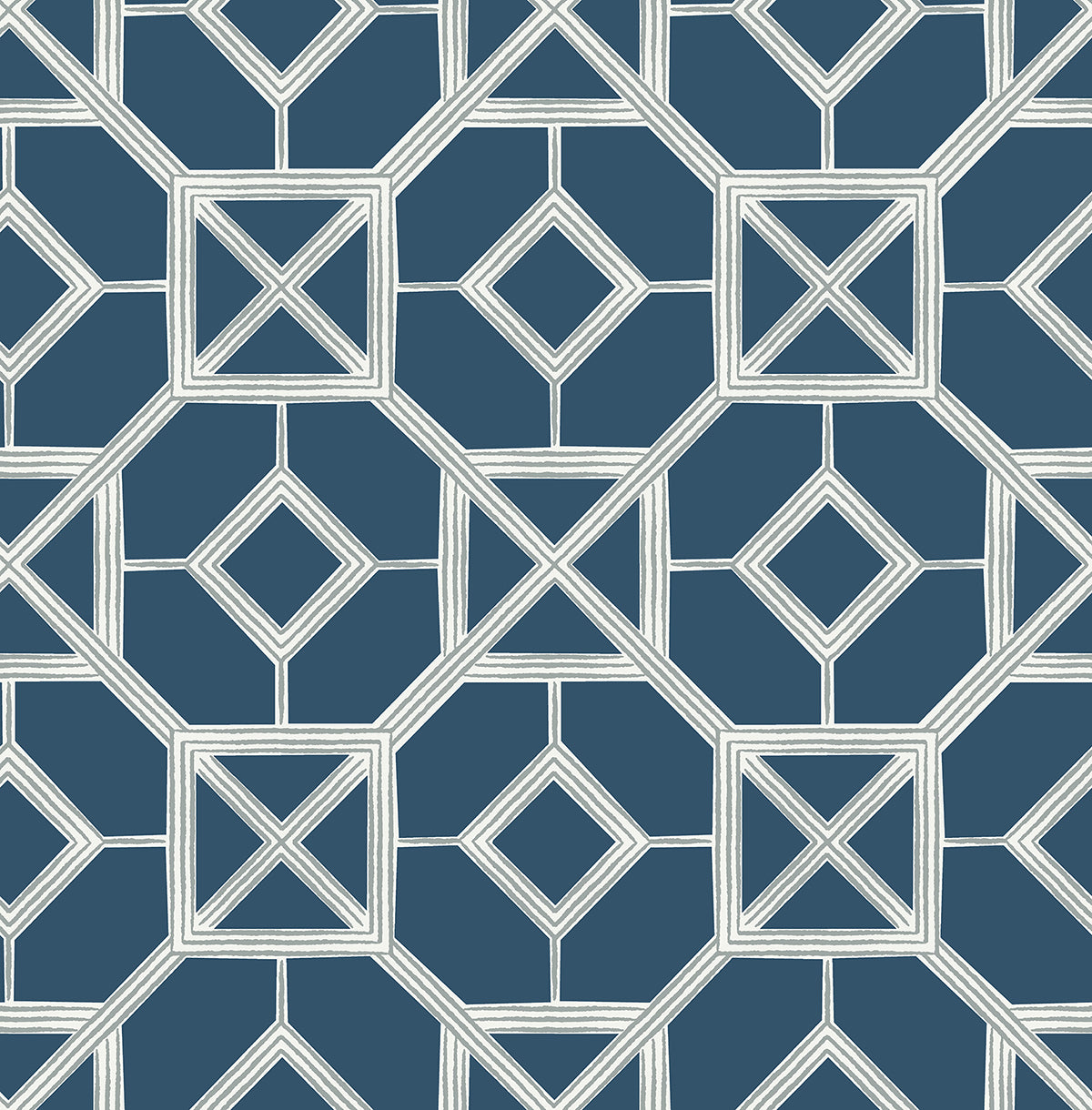 Picture of Livia Dark Blue Trellis Wallpaper