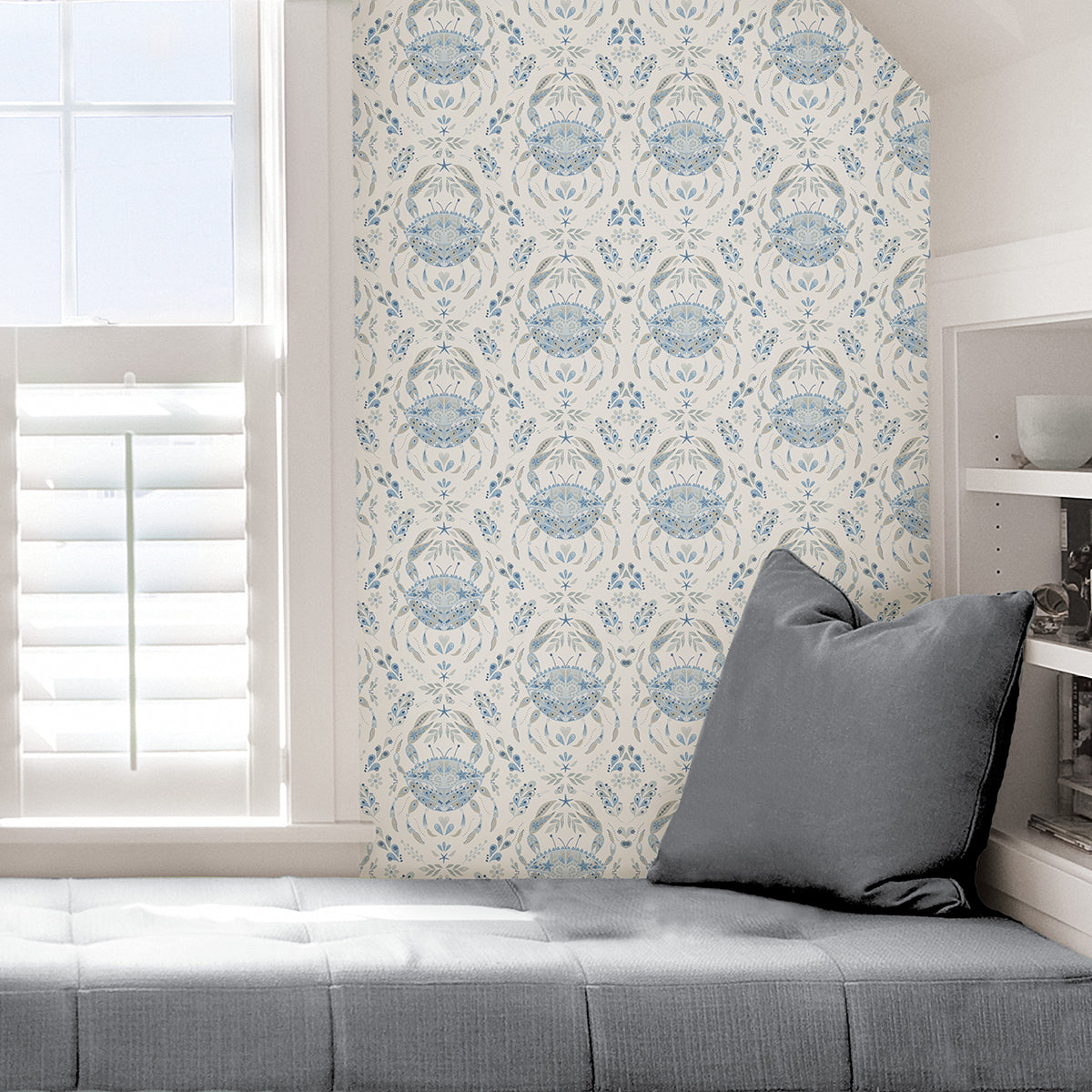 Blue Shellby Peel and Stick Wallpaper - Brewster Wallcovering