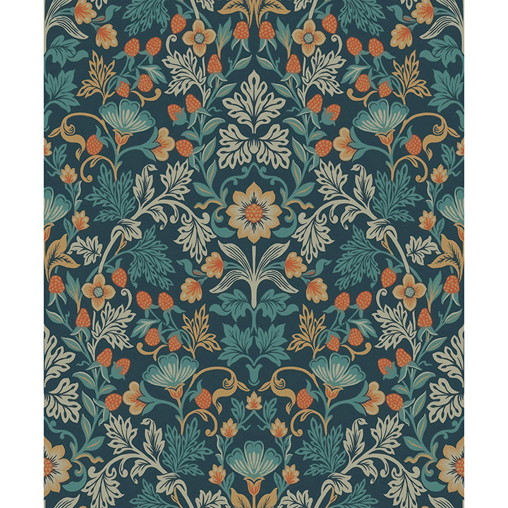 Picture of Lila Blue Strawberry Floral Wallpaper