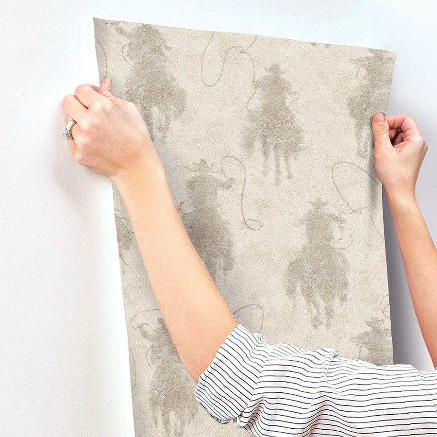 Stockman Silhouette Light Grey Wallpaper - Brewster Wallcovering