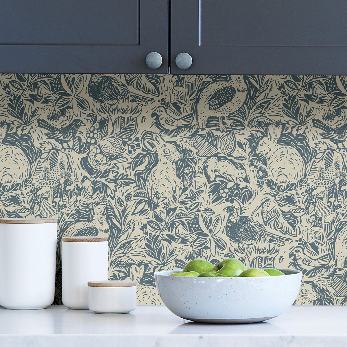 Blue Terrene Peel and Stick Wallpaper - Brewster Wallcovering