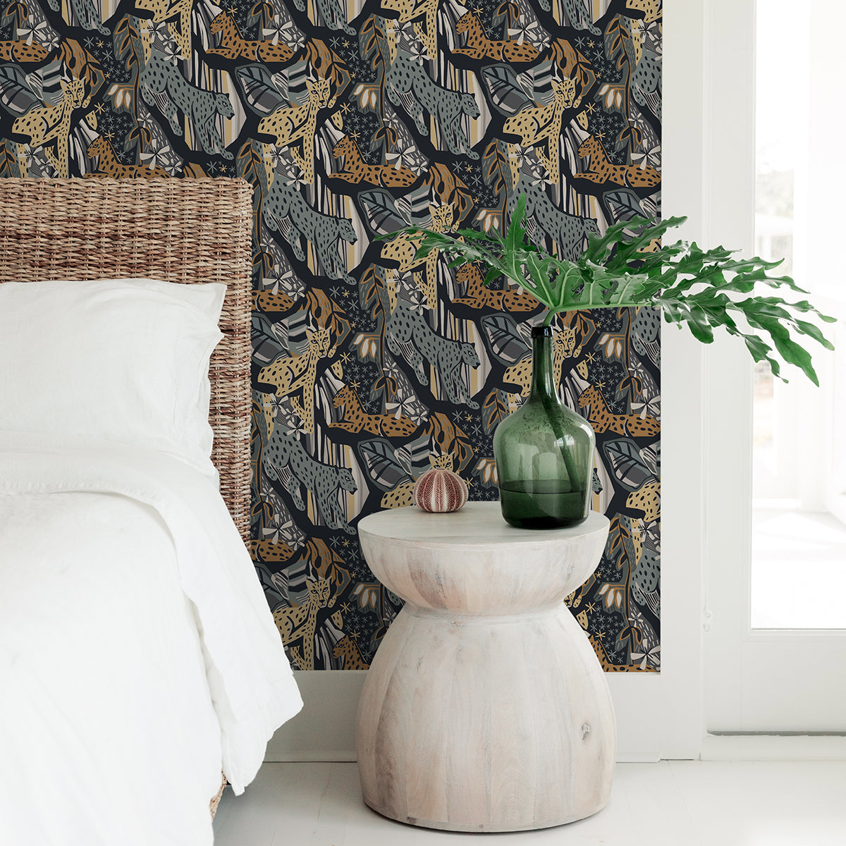 Navy Gold Cat Nap Peel and Stick Wallpaper - Brewster Wallcovering