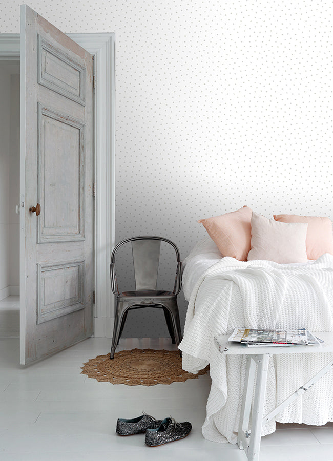 Pixie Grey Dots Wallpaper - Brewster Wallcovering