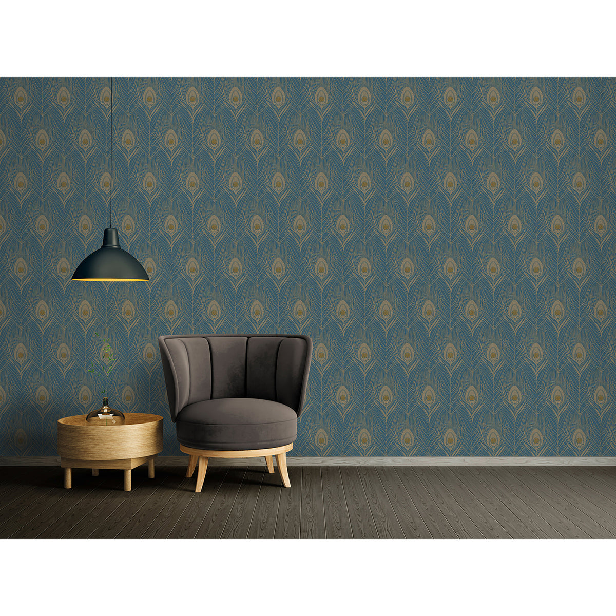 Prosperity Blue Feather Wallpaper - Brewster Wallcovering