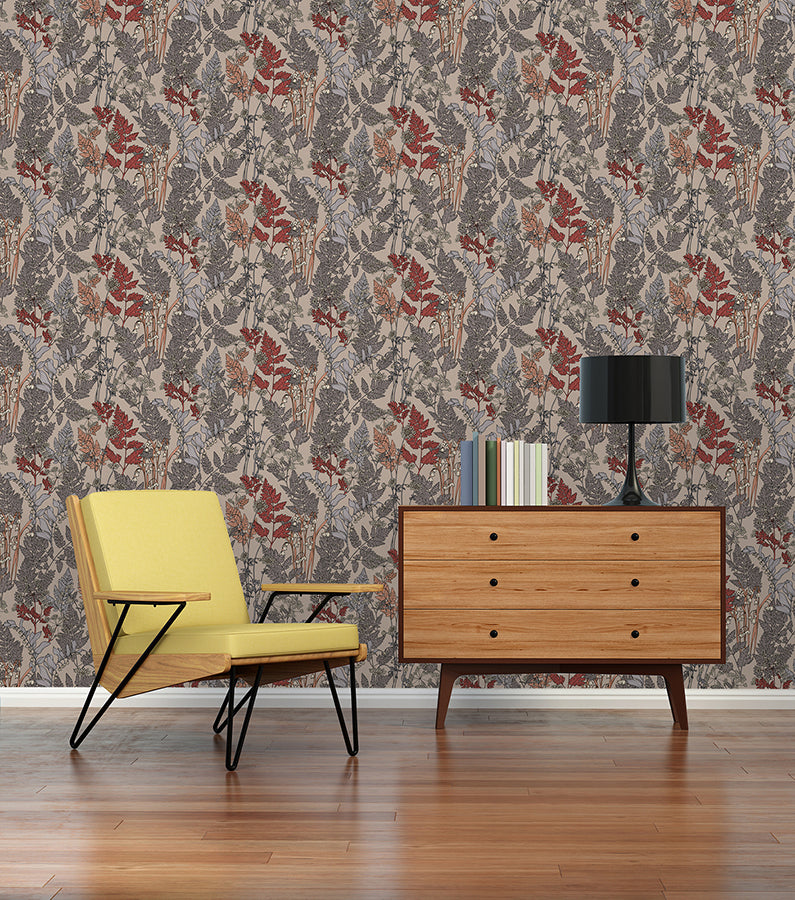 Ayla Neutral Wildflowers Wallpaper - Brewster Wallcovering