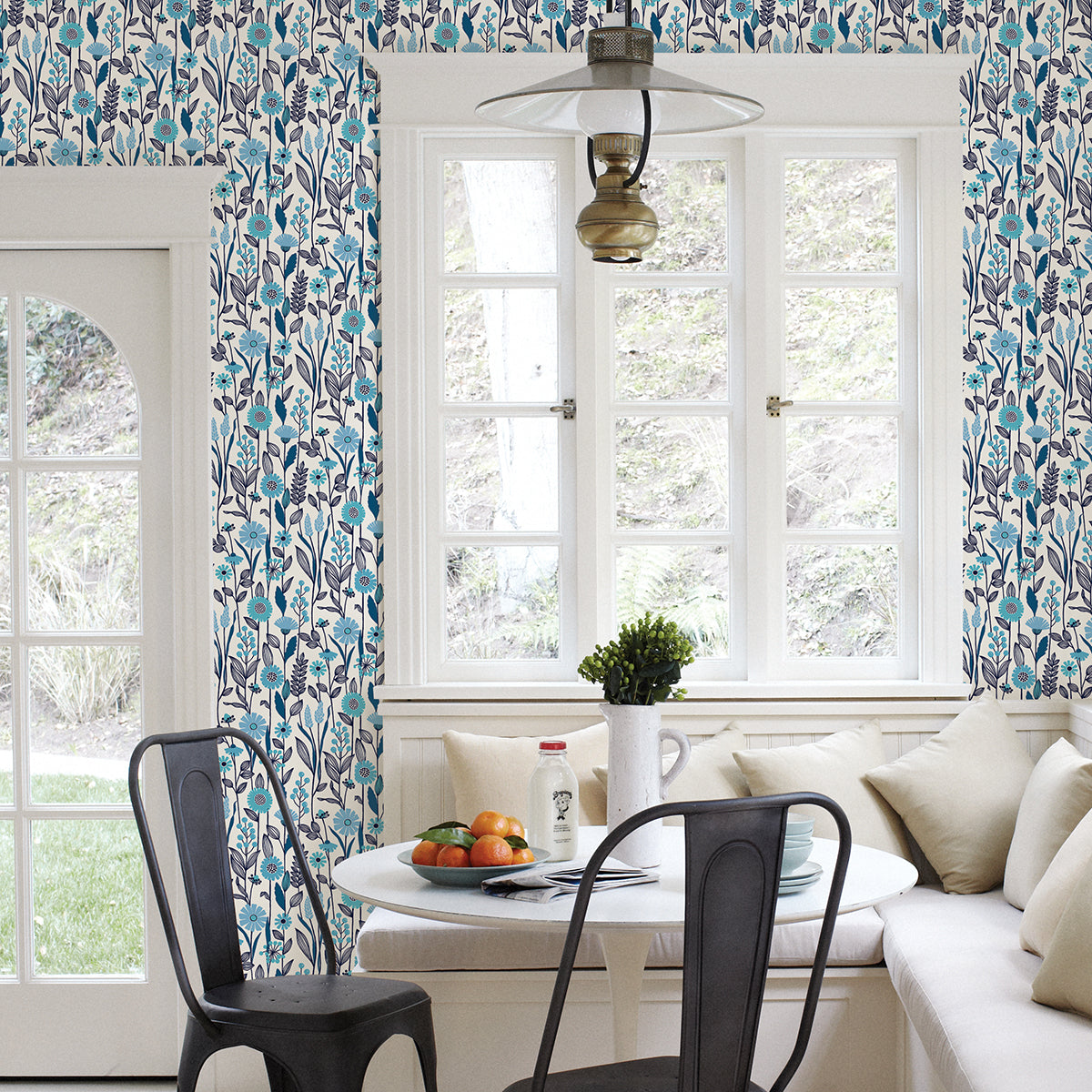 Blue Jane Peel and Stick Wallpaper - Brewster Wallcovering