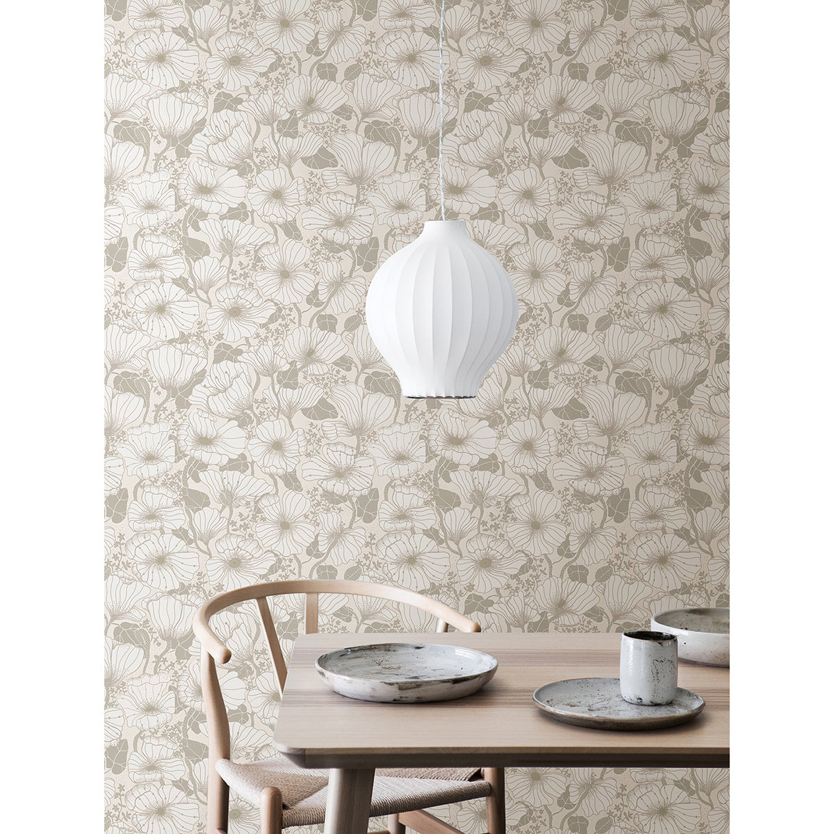 Matilda Grey Poppy Fields Wallpaper - York Wallcoverings - 2932-65109