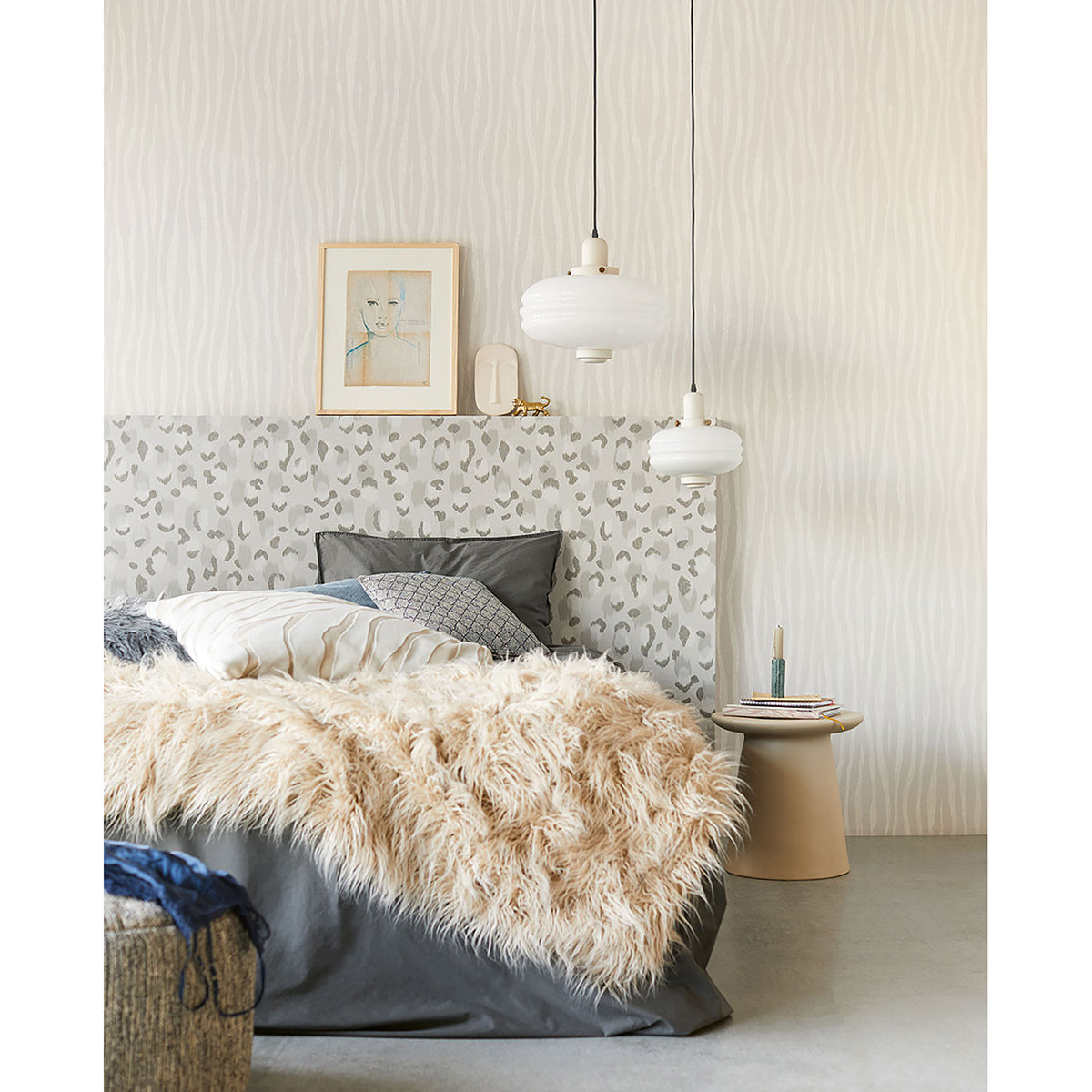 Burchell Bone Zebra Grit Wallpaper - Brewster Wallcovering